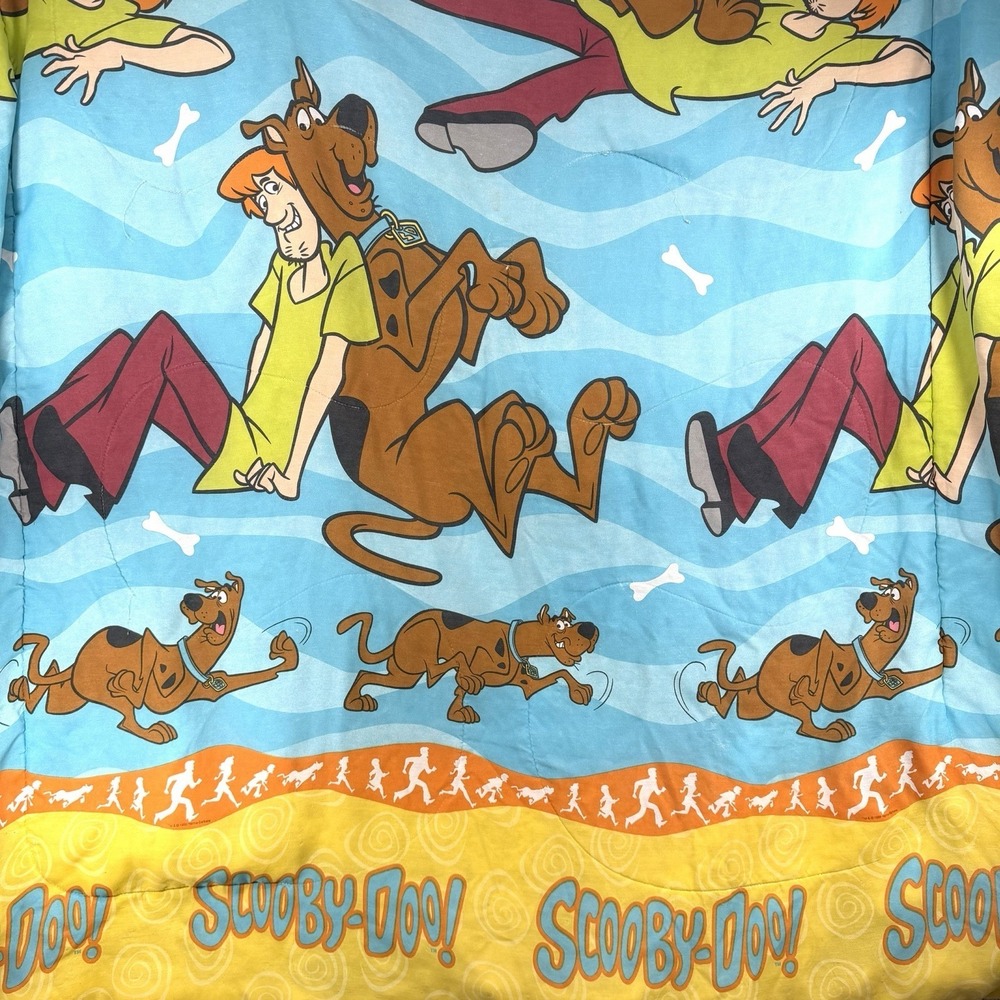 VTG‎ 90s Scooby Doo Blanket Twin Comforter *Flaws* Shaggy Blue